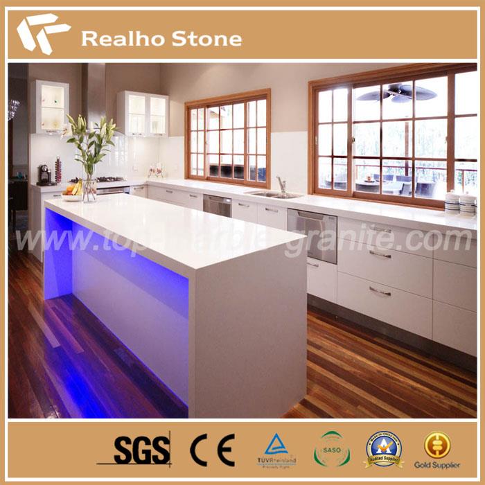 Engineered White Quartz Kitchen Countetops whit High Quality is Popular