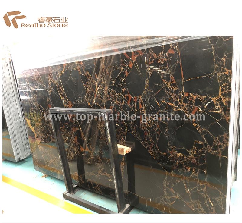 black portoro marble with gold veins