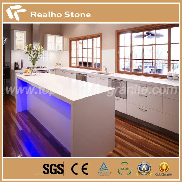 Engineered White Quartz Kitchen Countetops Whit High Quality Is Popular