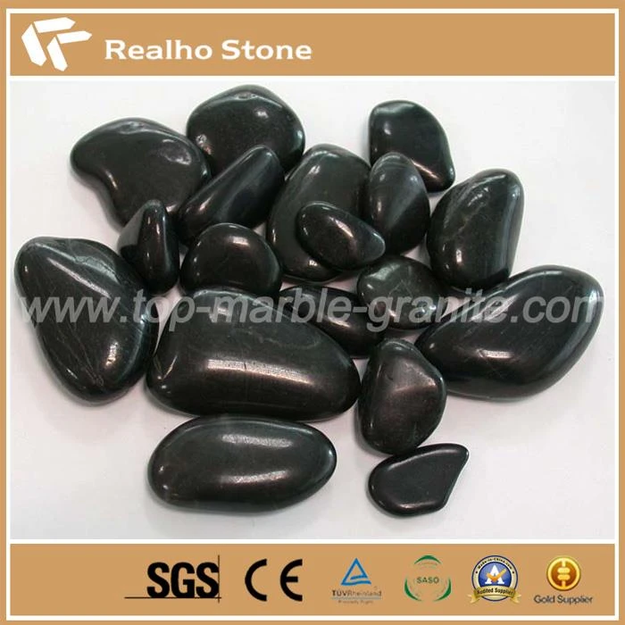 Natural River Polished Black Pebbles Garden Stone