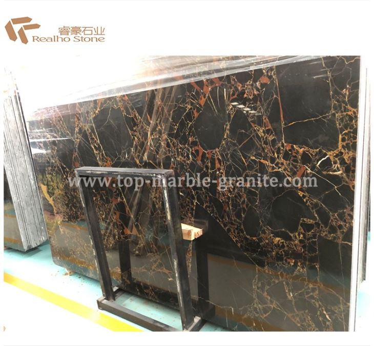 Athens Black Portoro Gold Marble Slab