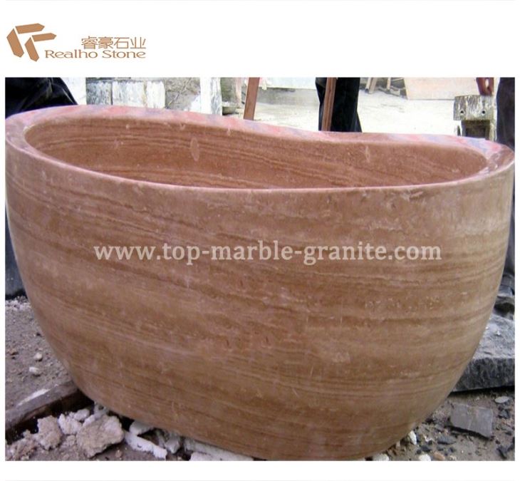 beige travertine bathtub
