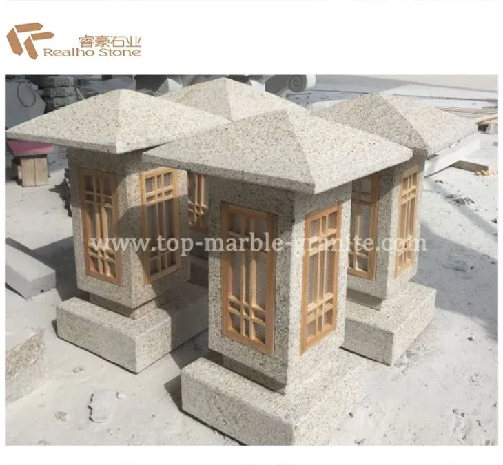 Granite Stone Lantern For Outdoor Lighting Decor