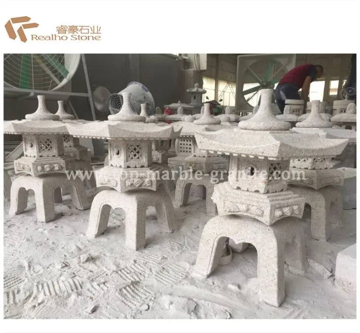 Granite Stone Lantern For Outdoor Lighting Decor