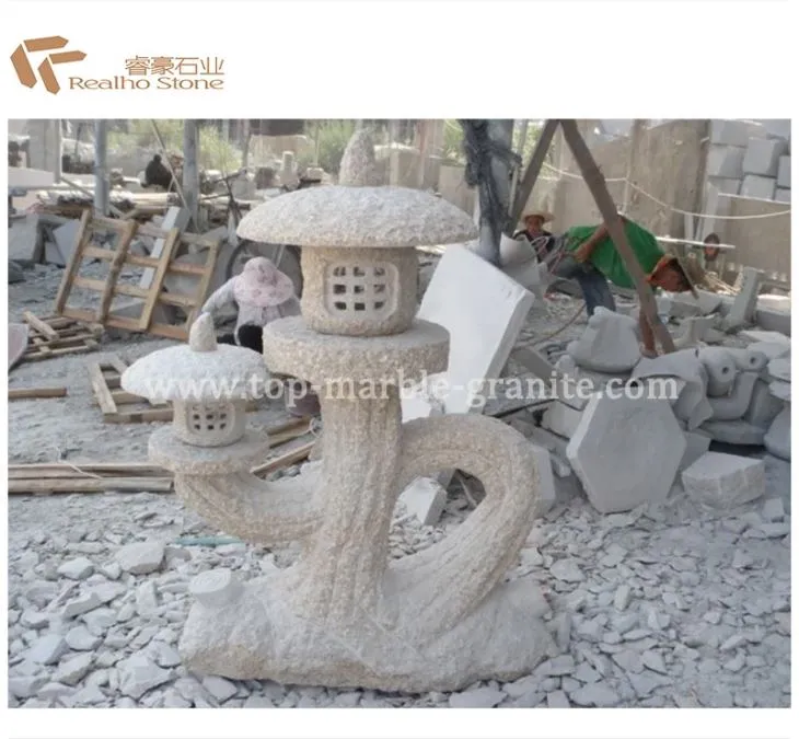 Granite Stone Lantern For Outdoor Lighting Decor